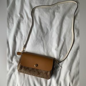 NWT - Coach tan and white reversible crossbody bag